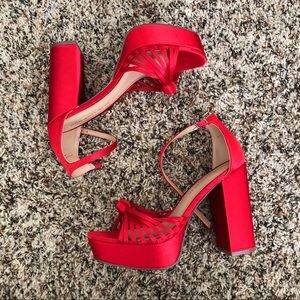 Who What Wear Red Ella Platform Heels